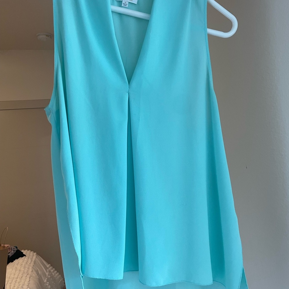 Wilfred Asymmetrical Blue Sleeveless Blouse